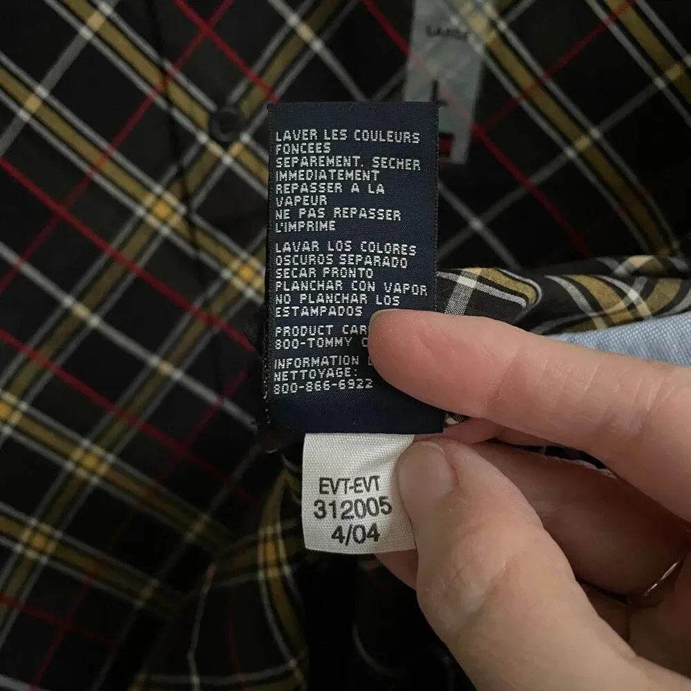 Y2K Tommy‎ Hilfiger Button Up Plaid Shirt Boys L Preppy Vintage